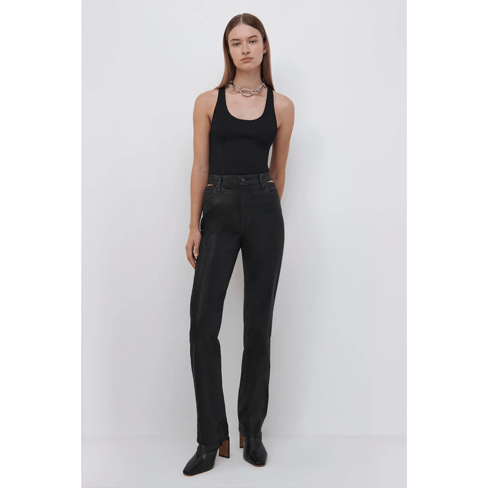Jonathan Simkhai NWT Amelia Straight Leg Denim in Black Coated Size 29